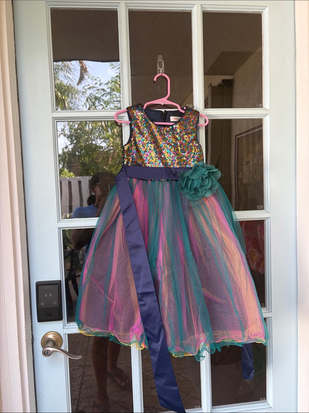 Jamberry Multicolor Sequin and Teal Pink Purple Tulle Party Dress
